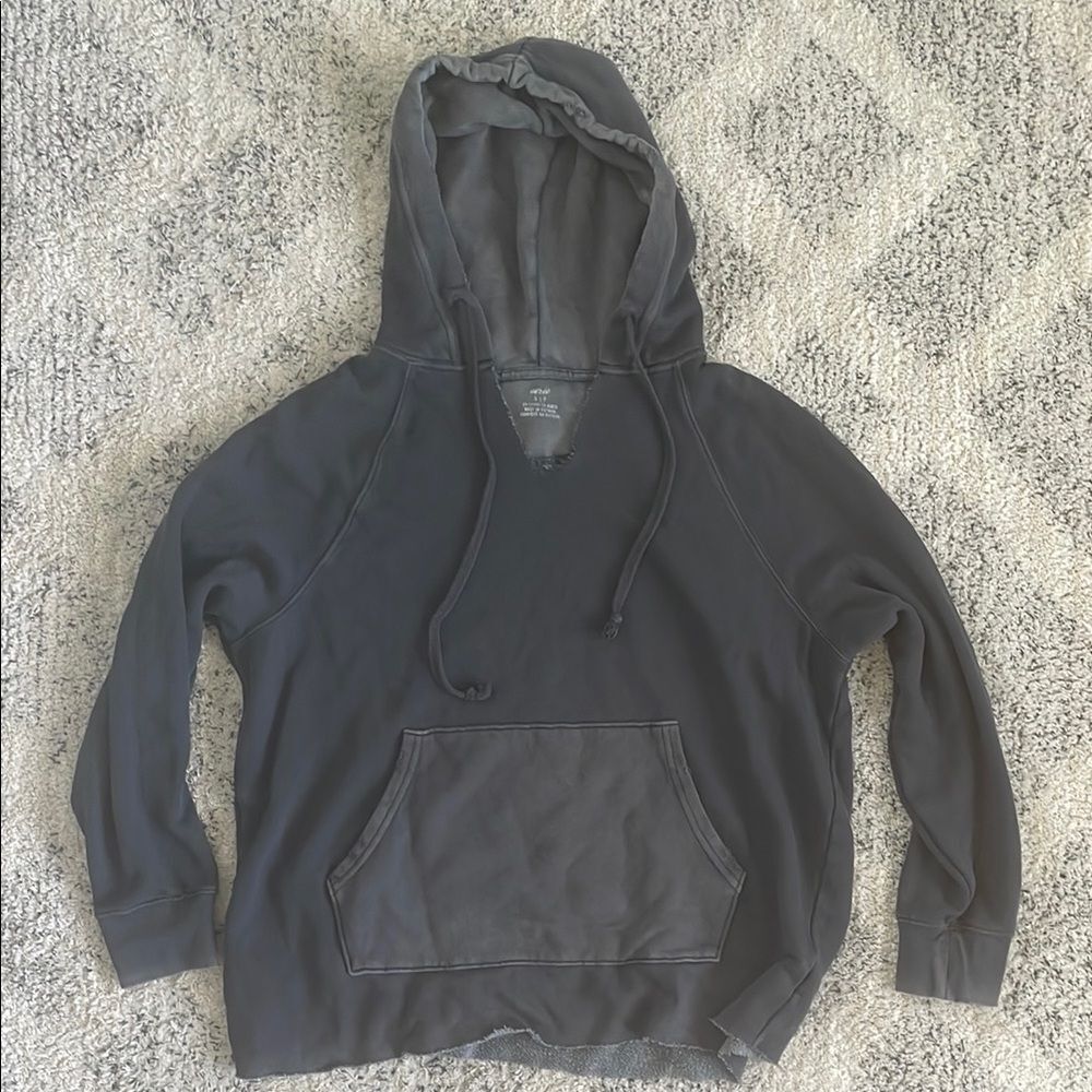 Aerie Hoodie Distressed Dark Gray Two Toned Comfy Size Small